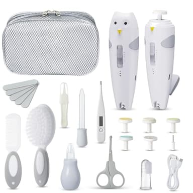 Lictin Baby Healthcare and Grooming Kit, 26 in 1 Rechargeable Nail Trimmer Electric Set,Safe File with Auto Light, Newborn Nursery Health Care Portable Safety Set for Infant Toddlers Boys Girls, Grey - Image 1