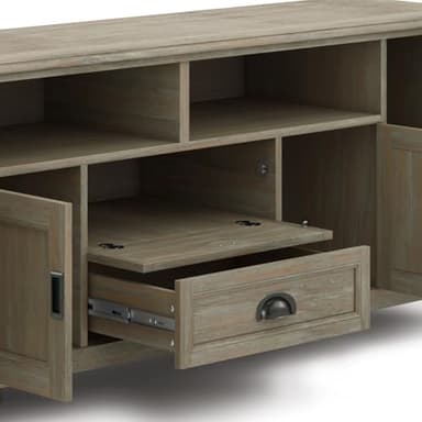 SIMPLIHOME Burlington SOLID WOOD 72 inch Wide Transitional TV Media Stand in Distressed Grey For TVs up to 80 inches for the Living Room and Entertainment Center - Image 6