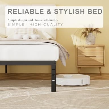 yoyomax 14 Inch Queen Size Metal Platform Bed Frame, Queen Bed Frame with Storage Space Under Bed, Heavy Duty Steel Slat Support, No Box Spring Needed, Easy Assembly, Black - Image 6