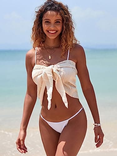ZAFUL Textured Tie Side Beach Sarong OneSize 4-Light Coffee - Image 4