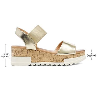 DREAM PAIRS Womens Open Toe Elastic Strap Casual Flatform Platform Sandals,Size 8,Gold-2,Reed-2 - Image 4