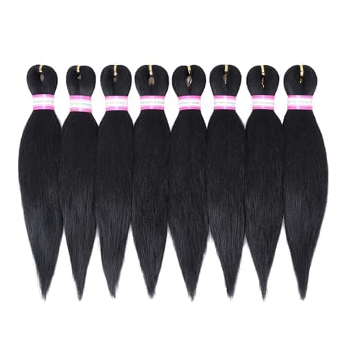 Pre Stretched Braiding Hair Extensions Black 12 Inch 8 Packs Kids Girls Braiding Hair Natural Easy Braid Hot Water Setting Professional Soft Synthetic Yaki Straight Texture (#1B) - Image 1