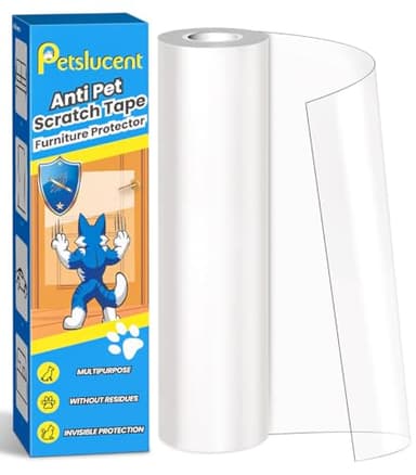 Petslucent Cat Scratch Furniture Protector: Cat Anti Scratch Tape - Door Protector from Dog Scratching - Clear Training Self Adhesive Tape for Carpet, Sofa, Couch, Door (197in x 7.9in) - Image 1