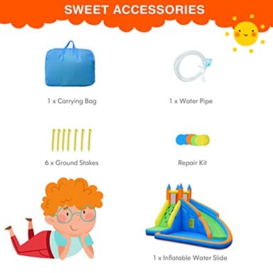 Costzon Inflatable Water Slide, Giant Bouncy Water Park Jump Castle Waterslide for Kids Backyard Outdoor Fun with Climbing Wall, Splash Pool, Blow up Water Slides Inflatables for Kids Party Gifts - Image 5
