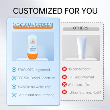 VGO Sunscreen for Face SPF 50+, Mineral Sunscreen with Zinc Oxide, Broad Spectrum Protection, No White Cast, Oil-Free & Non-Comedogenic, Suitable for All Skin Types & Tones, Travel Size (1.76 Fl Oz) - Image 4