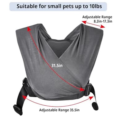 CUBY Swaddle Dog Sling Carrier for Small Dogs, Front Pet Sling Carrier Chest,Hands Free Adjustable Cat Sling Carrier Soft Cotton Reducing Pain Puppy Sling Carrier for Small Pet Up to 10lb (Dark Gray) - Image 7
