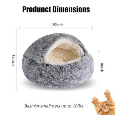 FORMYCATIE Cat Beds for Indoor Cats,Cat Cave for Puppy and Kitty,Calming Small Dog Bed for Small Dogs with Cover Cave,Cozy Warming Fluffy Washable Anti-Slip Pet Sleeping Bag (20 * 20inch,Grey) - Image 3