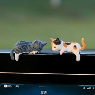 Cat Car Interior Accessories Dashboard Decorations, Set of 5 Cute Car Dash Decor Rearview Mirror Ornament for Women Girl - Image 6