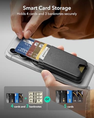 ESR for MagSafe Wallet, 5-Card Holder, Magnetic Wallet for iPhone, RFID Blocking, with 3,200 g Magnetic Strength, Vegan Leather, Slim for iPhone 17/16/15/14/13/12 Series, Not for 13/12 Mini, Black - Image 2