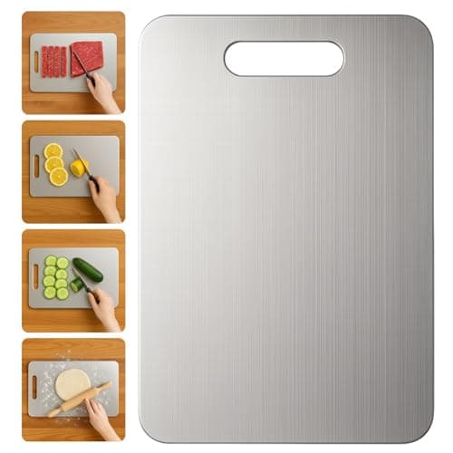 Titanium Cutting Board, 100% Pure Titanium Cutting Boards for Kitchen – Non Stick, Food-Grade, Hygiene & Durability Chopping Mat, Double Sided Chopping Board, Dishwasher Safe (15 x 11 Inch) - Image 1