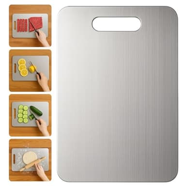 Titanium Cutting Board, 100% Pure Titanium Cutting Boards for Kitchen – Non Stick, Food-Grade, Hygiene & Durability Chopping Mat, Double Sided Chopping Board, Dishwasher Safe (15 x 11 Inch) - Image 1