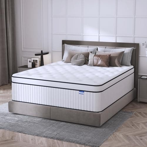 King Size Mattress, 12 Inch King Mattress in a Box, Medium Firm Hybrid Mattresses with Memory Foam and Pocket Springs, Pain & Pressure Relief, Strong Edge Support & Motion Isolation - Image 1