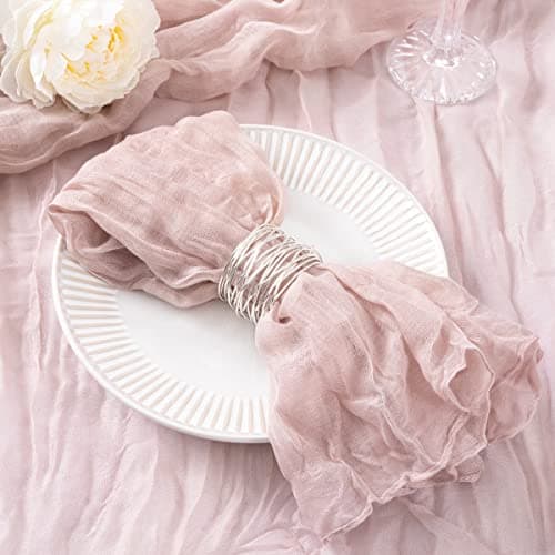 DeZerlor 30 Pack Pink Cheesecloth Napkins Fall Thanksgiving Cloth Napkins Set of 30 Pale Pink Dinner Table Napkins Bulk 21x21 Inches for Wedding Bridal Girl Baby Shower Sweet 16 Party - Image 1