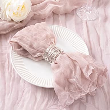 DeZerlor 30 Pack Pink Cheesecloth Napkins Fall Thanksgiving Cloth Napkins Set of 30 Pale Pink Dinner Table Napkins Bulk 21x21 Inches for Wedding Bridal Girl Baby Shower Sweet 16 Party - Image 1