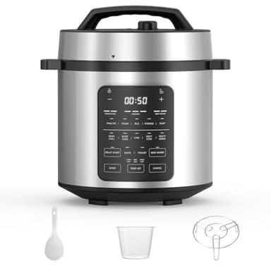 Sweetcrispy 6 QT Electric Pressure Cooker 12-in-1 Multi Electric Cookers, Rice Steamer Yogurt Maker Stainless Steel, New Sliver - Image 1