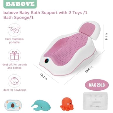 babove Baby Bath Support | Newborn Bathtub,Ergonomically Designed with Thermometer Collapsible Baby Bathtub Baby Bather, Baby tubs for Baby tubs for Newborn Essentials Must Haves (Pink) - Image 6