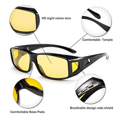 FEISEDY Night Driving Fit Over Glasses Sunglasses for Men Women,Polarized Wrap Around Yellow Sunglasses UV400 B2593 - Image 5