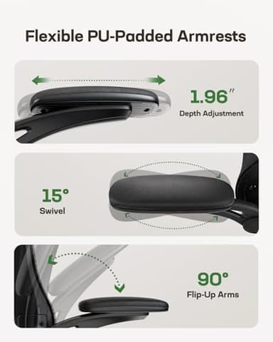 Marsail Ergonomic Office Chair: Office Computer Desk Chair with High Back Mesh and Adjustable Lumbar Support Rolling Work Swivel Task Chairs with Wheel 3D Armrests and Headrest - Image 7