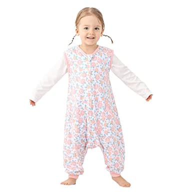 WONDAY Toddler Sleep Sack with Legs,Toddler Sleep Sacks,0.5T Cotton Sleeveless Baby Sleep Bag Wearable Blanket with Feet (Rose,3T-5T) - Image 1