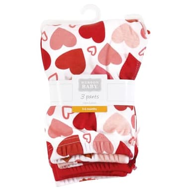 Hudson Baby Infant Girl Cotton Pants and Leggings, Valentine Hearts, 6-9 Months - Image 2