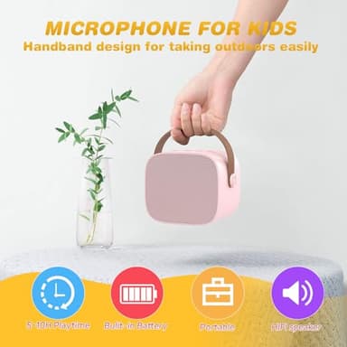 MEGUO Mini Karaoke Machine,Funny Toys Christmas Birthday Gifts for Kids Age 4-12 Girls,Boys,Adults, Karaoke Microphone Toys for 4,5,6,7,8,9,10,11,12+ Year Old Girls Boys (Pink 1 Mic) - Image 4