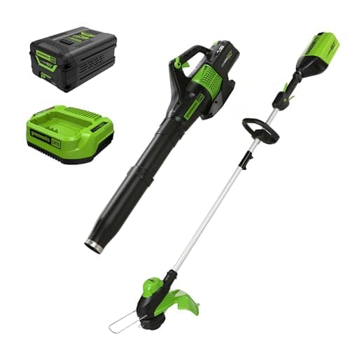 Greenworks 60V 13" Cordless String Trimmer & Leaf Blower Combo Kit, 4.0 Ah Battery and Charger Included - Image 1