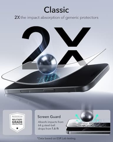 ESR 3 Pack of iPhone 17/ iPhone 16 Pro Screen Protector, Military-Grade Shatterproof, 9H Hardness, Full Coverage Tempered Glass with Ultra Fit Tray - Image 5