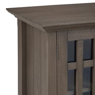 SIMPLIHOME Bedford SOLID WOOD 32 inch Wide Transitional Low Storage Media Cabinet in Farmhouse Grey for the Living Room, Entryway and Family Room - Image 7