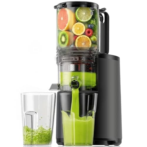 Cold Press Juicer Machines, EUHOMY 5.5" Wide Feed Chute, Slow Masticating Juicer for Whole Vegetables and Fruits, 99.6% High Juice Yield, Easy to clean, Juicer Machines with BPA Free, Black - Image 1