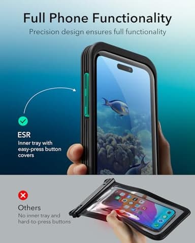 ESR Waterproof Phone Pouch for iPhone 15 Pro Max /14 Pro Max, Underwater Touch Sensitivity, IPX8 Floating Waterproof Cellphone Case with Lanyard, Dry Bag for Snorkeling, Black - Image 4