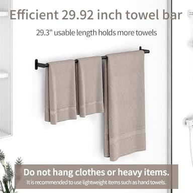 JUYSON Towel Bar for Bathroom 30 Inch Matte Black, Towel Racks for Bathroom Wall Mounted,Bathroom Accessories Stainless Steel Towel Rod Single Towel Holder Towel Hanger(Single Bar-Black, 30 in) - Image 4