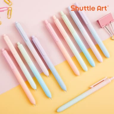 Shuttle Art Retractable Pastel Shifting Gel Ink Pens, 15 Pack Black Ink Pens, Cute Pens 0.5mm Fine Point Soft Aesthetic Barrel for Smooth Writing Journaling Taking Notes School Office Home - Image 7