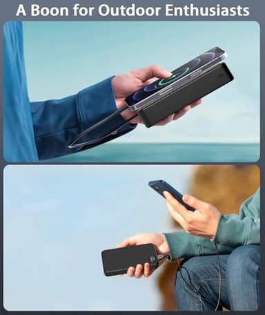 Portable Charger 20000mAh Power Bank -Portable Battery with 2 Built in Cables PD QC4.0 22.5W Fast Charging Battery Pack Phone Charger for iPhone 15 14 13 Samsung Galaxy iPad etc (1 Pack, Black) - Image 7