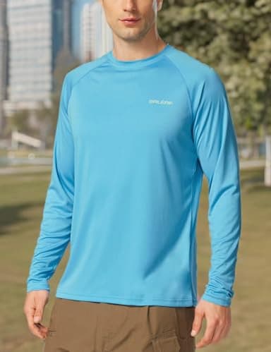 baleaf Men's Sun Protection Shirts UV SPF T-Shirts UPF 50+ Long Sleeve Rash Guard Fishing Running Quick Dry Blue Size L - Image 7