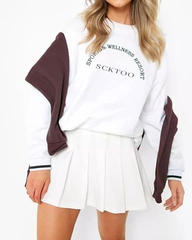 SCKTOO Womens Girl High Waisted Pleated Tennis Skirt School A-Line Skater Skirts with Lining Shorts (White,Small) - Image 3