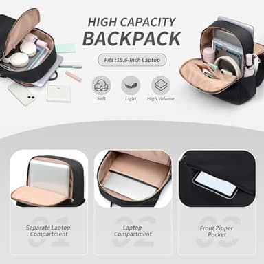 Women Laptop Backpack with Separate Laptop Compartment Fits 15.6 Inch Notebook Casual Daypack for Work Travel College Backpack Book Bags - Image 5