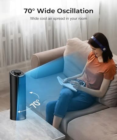 Abolee Tower Fan, 23ft/s Desk Fan, 70° Oscillating Table Fan for Bedroom, Standing Table Fan with 3 Modes, 2024 New 13 Inch Bladeless fan for Bedroom, Home,Office - Image 6