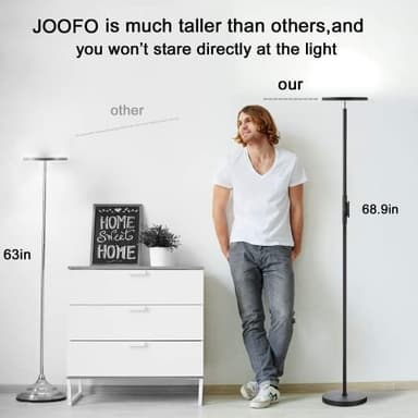 JOOFO Floor Lamp,30W/2400LM Sky LED Modern Torchiere 3 Color Temperatures Super Bright-Tall Standing Pole Light with Remote & Touch Control for Living Room,Bed Room,Office (Black) - Image 3