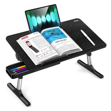 Besign LT05 Adjustable Laptop Table, Lap Desk, Portable Standing Bed Desk, Foldable Sofa Breakfast Tray, Notebook Computer Stand for Reading and Writing, Medium Size, Black - Image 3