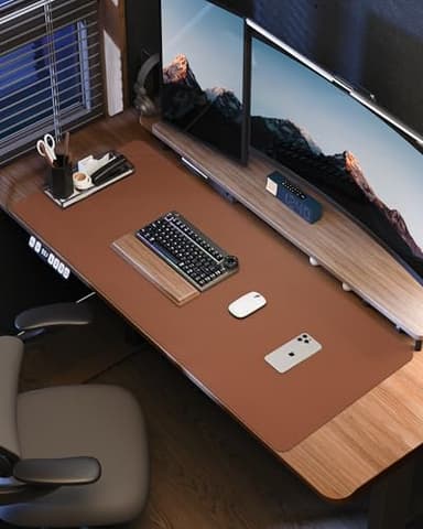 Leather Desk Pad Protector,55"x17" - Premium Desk Mat, Office Desk Mat, Large Mouse Pad,Non-Slip Desk Blotter,Waterproof Desk Writing Pad for Office and Home(Brown) - Image 6