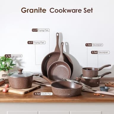 SENSARTE Nonstick Cookware Set 16-Piece, Healthy Pots and Pans Set, Non-stick Kitchen Cooking Set with Stay-Cool Handles, Silicone Utensils and Pot Protectors - Image 9