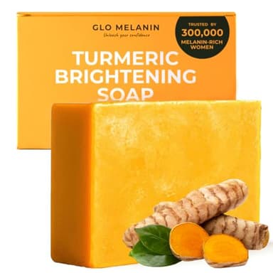 Glo Melanin Organic Turmeric Soap for Dark Spots, Soap for Face, All Natural Face Wash - Image 1