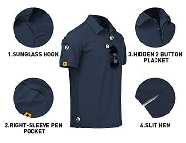 V VALANCH Polo T Shirts for Men Navy Blue Polo Shirt Mens Casual Shirts Short Sleeve Sweat Wicking Shirt Golf Polo,Navy,XL - Image 4