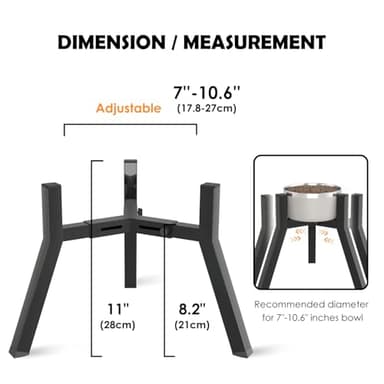 TIDANT Dog Bowl Stand for Medium Large Dogs, Adjustable Width Elevated Dog Bowls 7-10.6", Raised Dog Food Water Bowls, 11 inch Tall Single Holder, Black,Bowl Not Included - Image 4