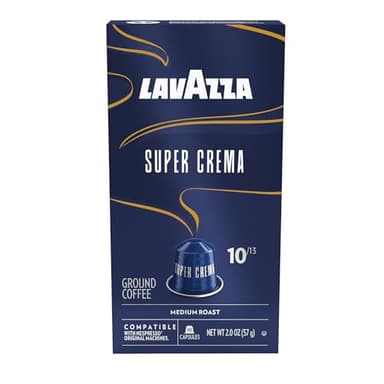 Lavazza Super Crema Aluminum Capsules Compatible with Nespresso* Original Machines, Medium Roast, Arabica and Robusta Blend (10 Capsules) - Image 1