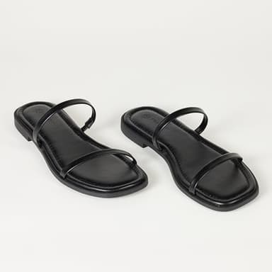 The Drop Women's Paris Square Toe Two Strap Flat Sandal, Black, 7 - Image 8
