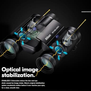 Nikon STABILIZED Binoculars 12x25 S, Image Stabilized Binoculars for Sports, Outdoors, & Wildlife, Compact Binoculars, Bundle with a Nikon Lens Pen & Cleaning Cloth - Image 2