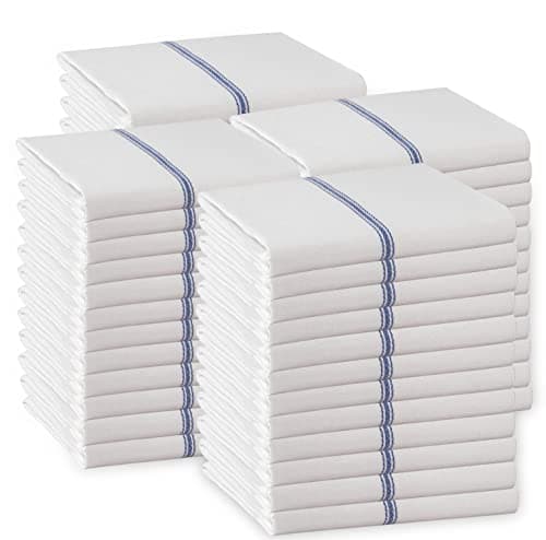 LANE LINEN Kitchen Towels Bulk Set - 100% Pure Cotton Dish Towels for Kitchen, Super Absorbent Kitchen Hand Towel, Blue Tea Towels, Soft & Durable Dish Cloths, Pack of 48 – 15”x25”, Blue Stripe - Image 1