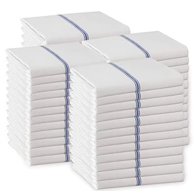 LANE LINEN Kitchen Towels Bulk Set - 100% Pure Cotton Dish Towels for Kitchen, Super Absorbent Kitchen Hand Towel, Blue Tea Towels, Soft & Durable Dish Cloths, Pack of 48 – 15”x25”, Blue Stripe - Image 1