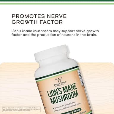 Organic Lions Mane Mushroom Capsules (120 Count), for Focus Support and Immune Health, Third Party Tested and Grown in The USA - by Double Wood - Image 4